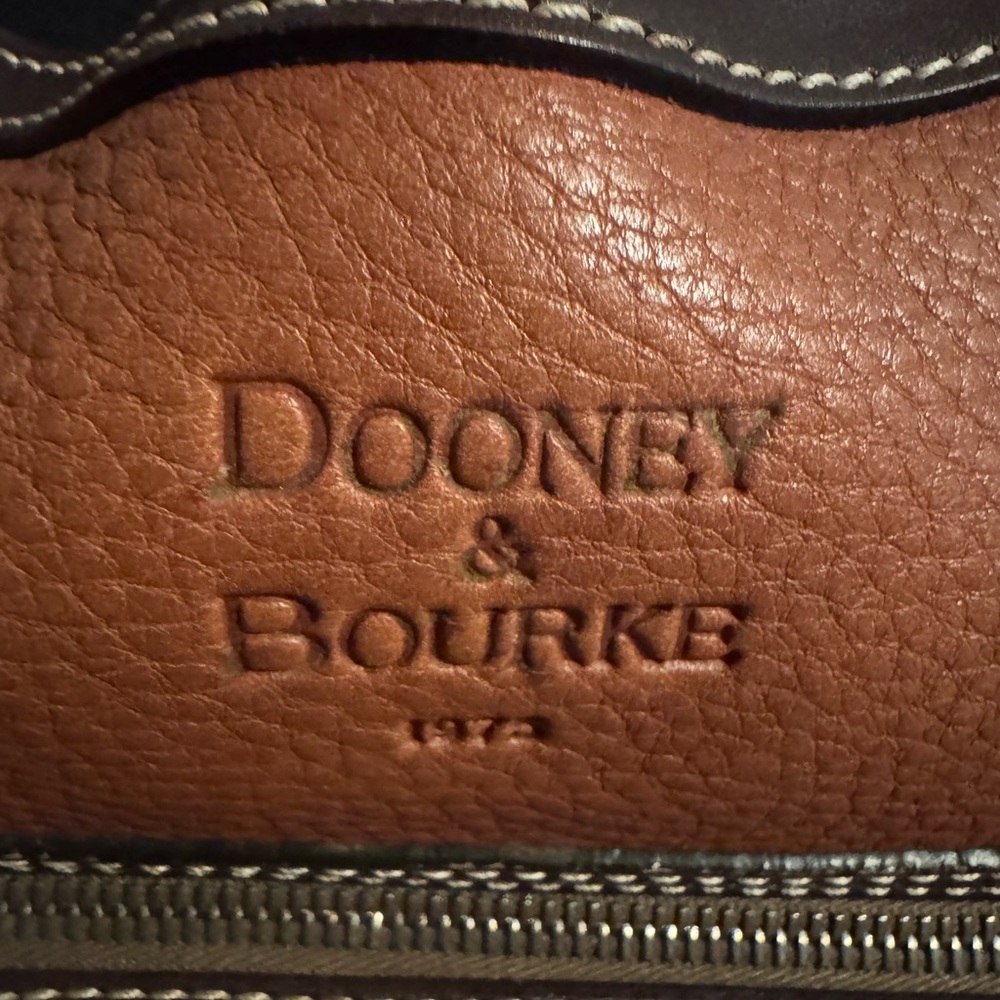 Dooney & Bourke Embossed Logo Pebbled Leather Shoulder Bag - Brown - Picture 3 of 13
